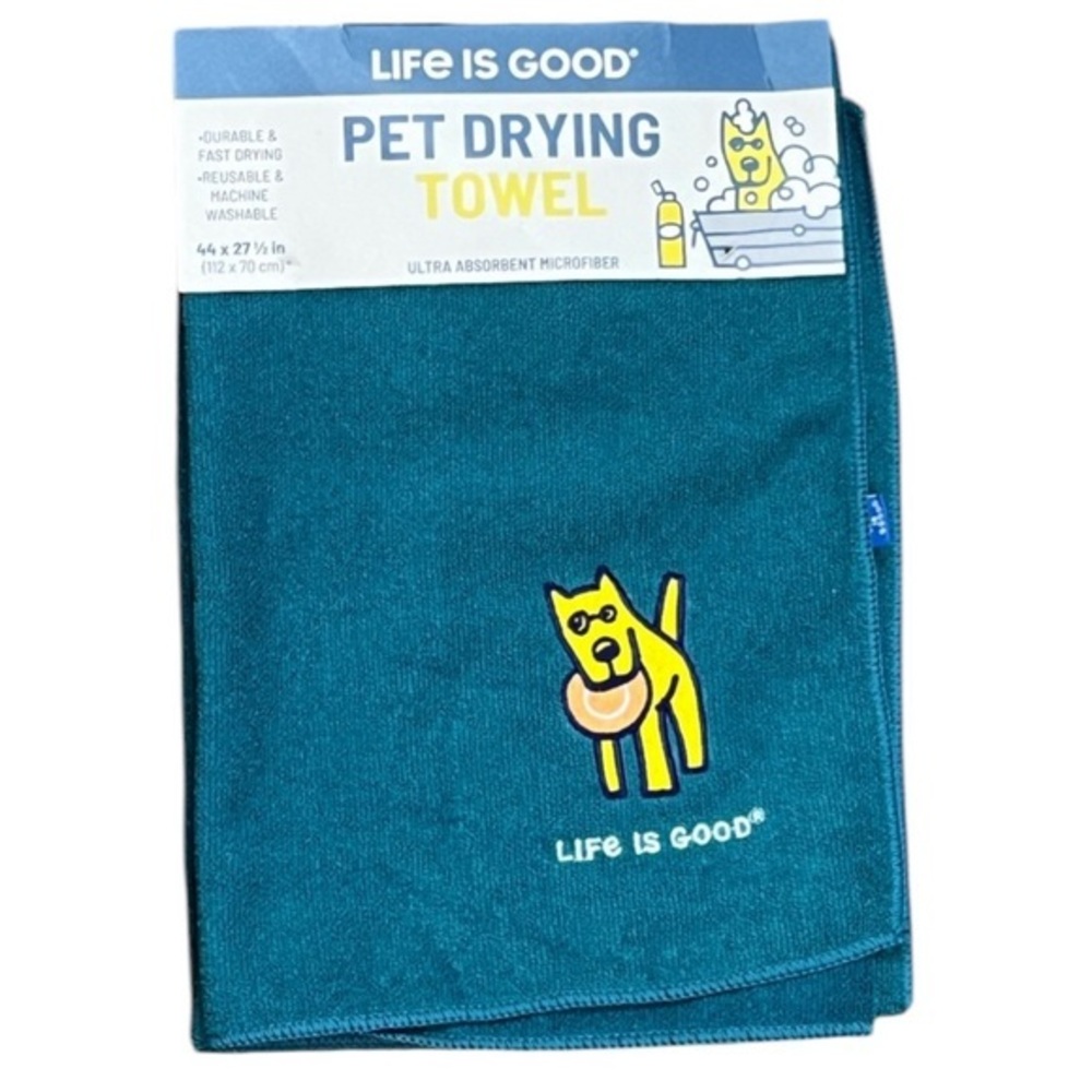 PETS - Life is good - 2/$28 - Frisbee - Teal’ pet drying towel. NWT.